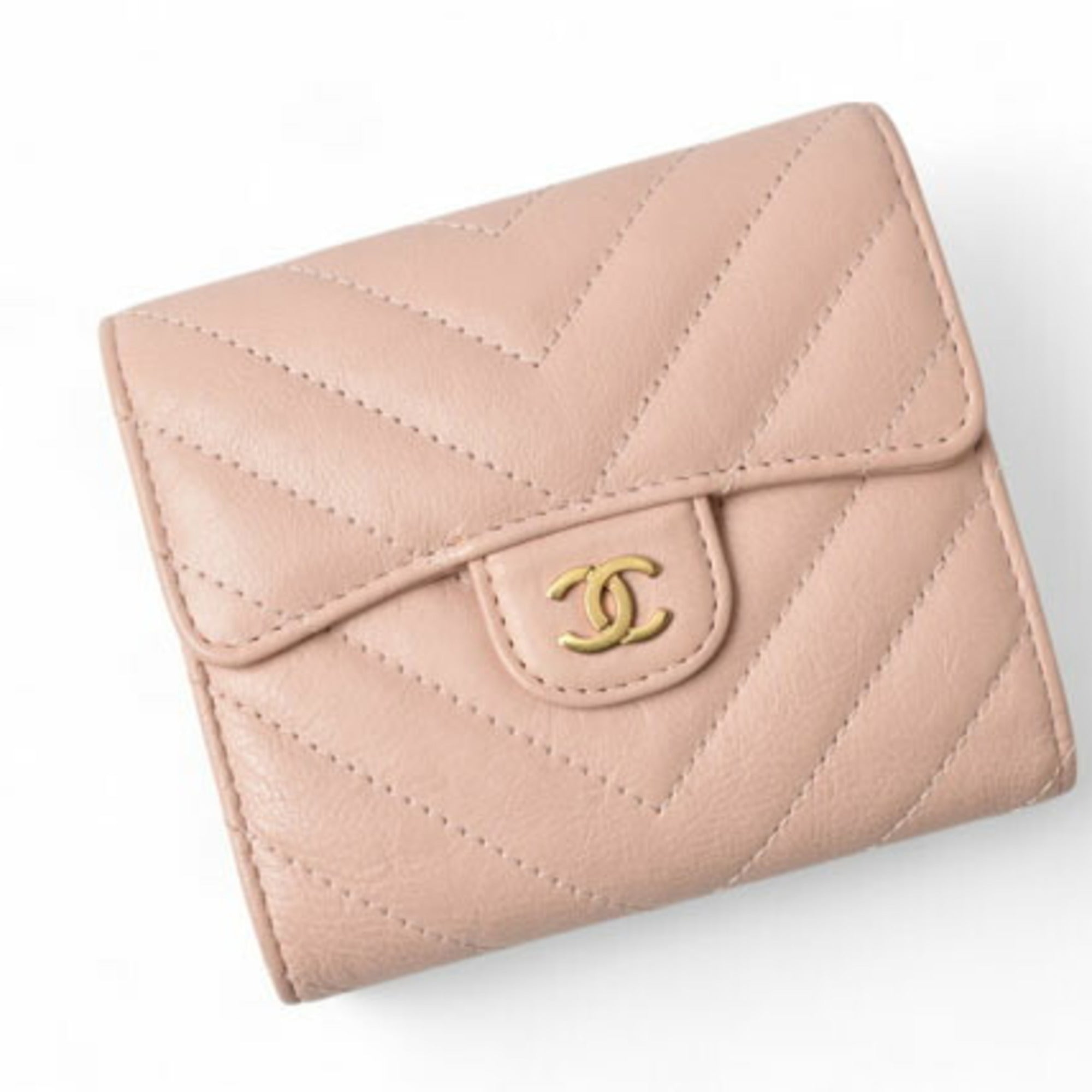 Chanel Baby Pink Leather Wallet (Tri-Fold) (Pre-Owned)