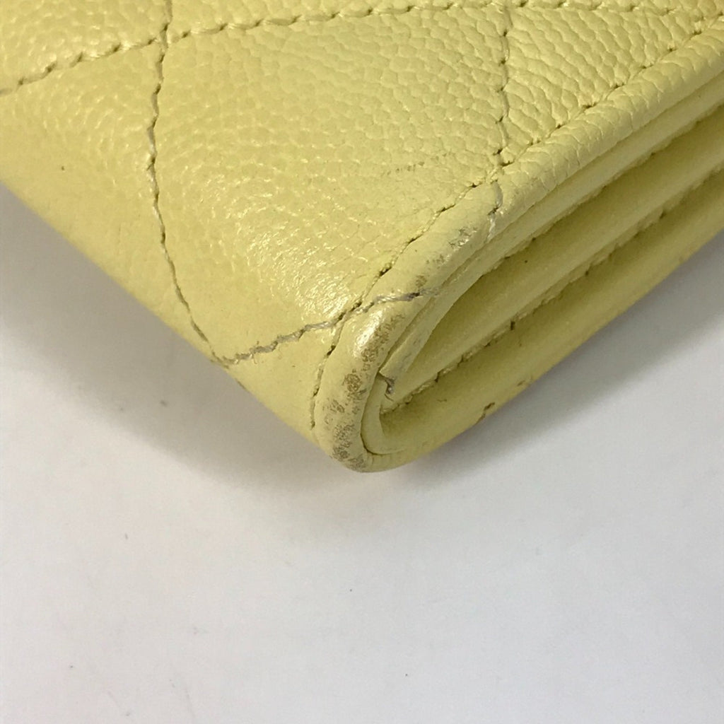 Chanel Yellow Leather Long Wallet (Bi-Fold) (Pre-Owned)