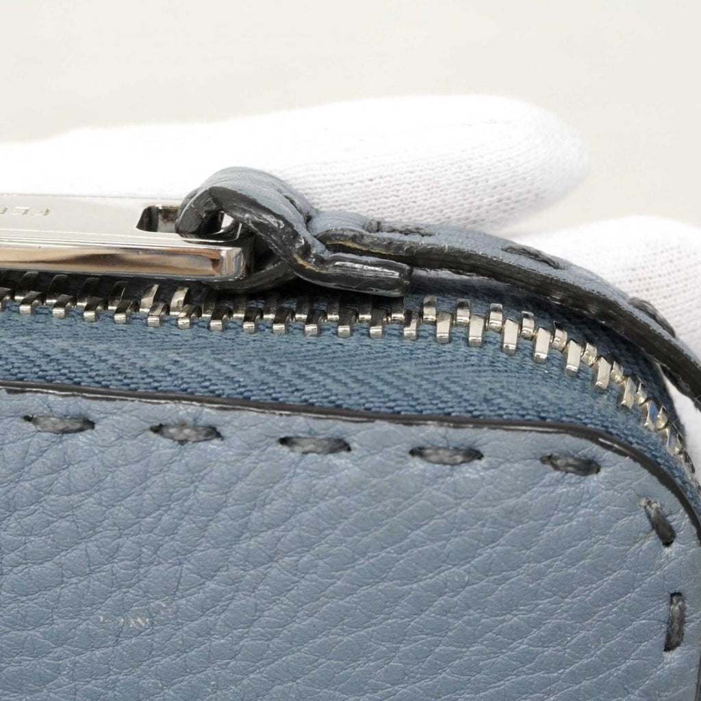 Fendi Blue Leather Long Wallet (Bi-Fold) (Pre-Owned)