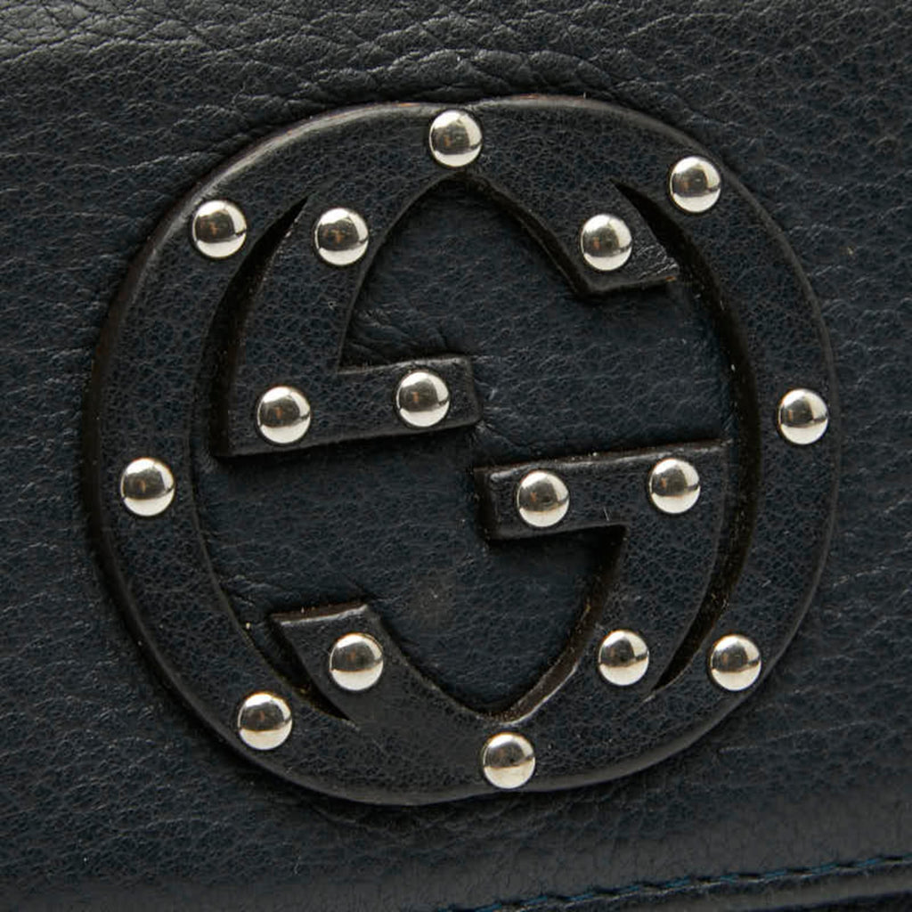 Gucci Navy Leather Long Wallet (Bi-Fold) (Pre-Owned)
