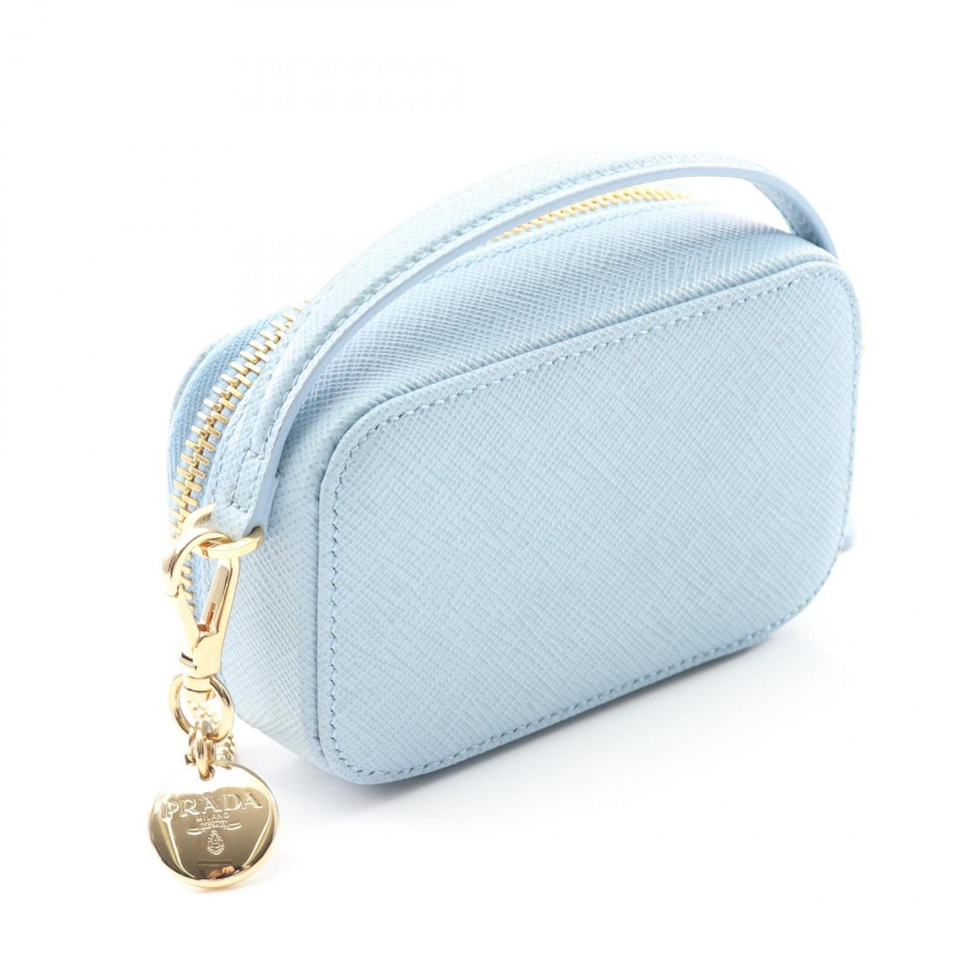 Prada Blue Light Blue Leather Pouch Shoulder Bag (Pre-Owned)
