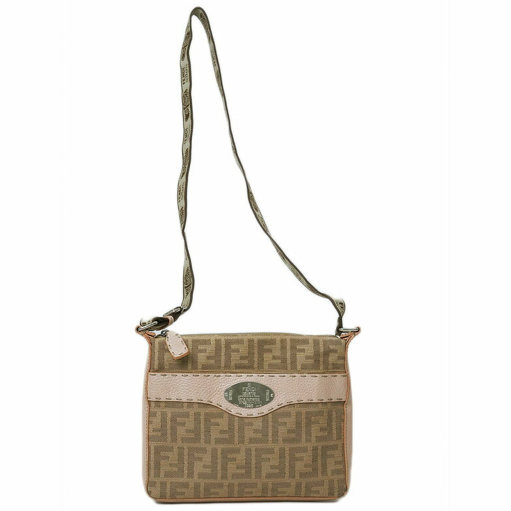 Fendi Selleria Pink Canvas Shoulder Bag (Pre-Owned)