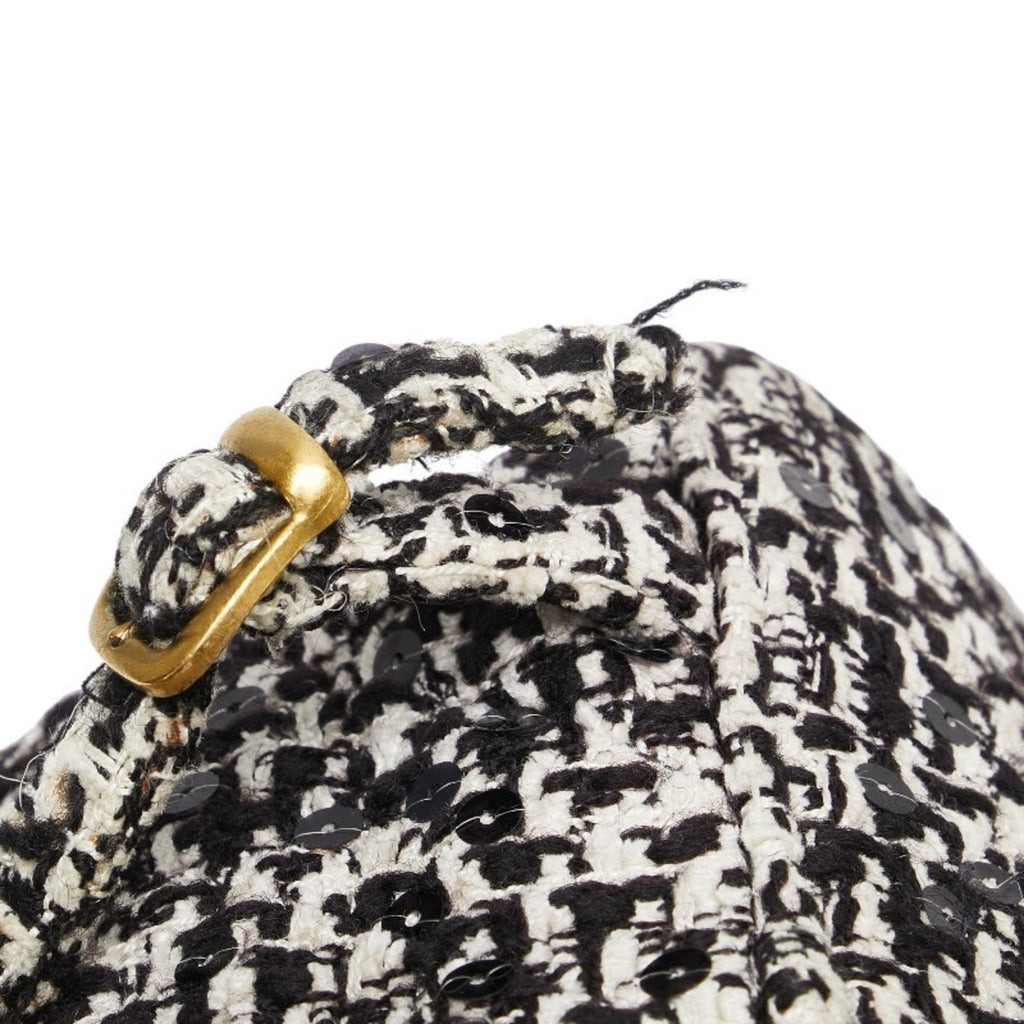 Chanel Black White Tweed Spangles Backpack (Pre-Owned)