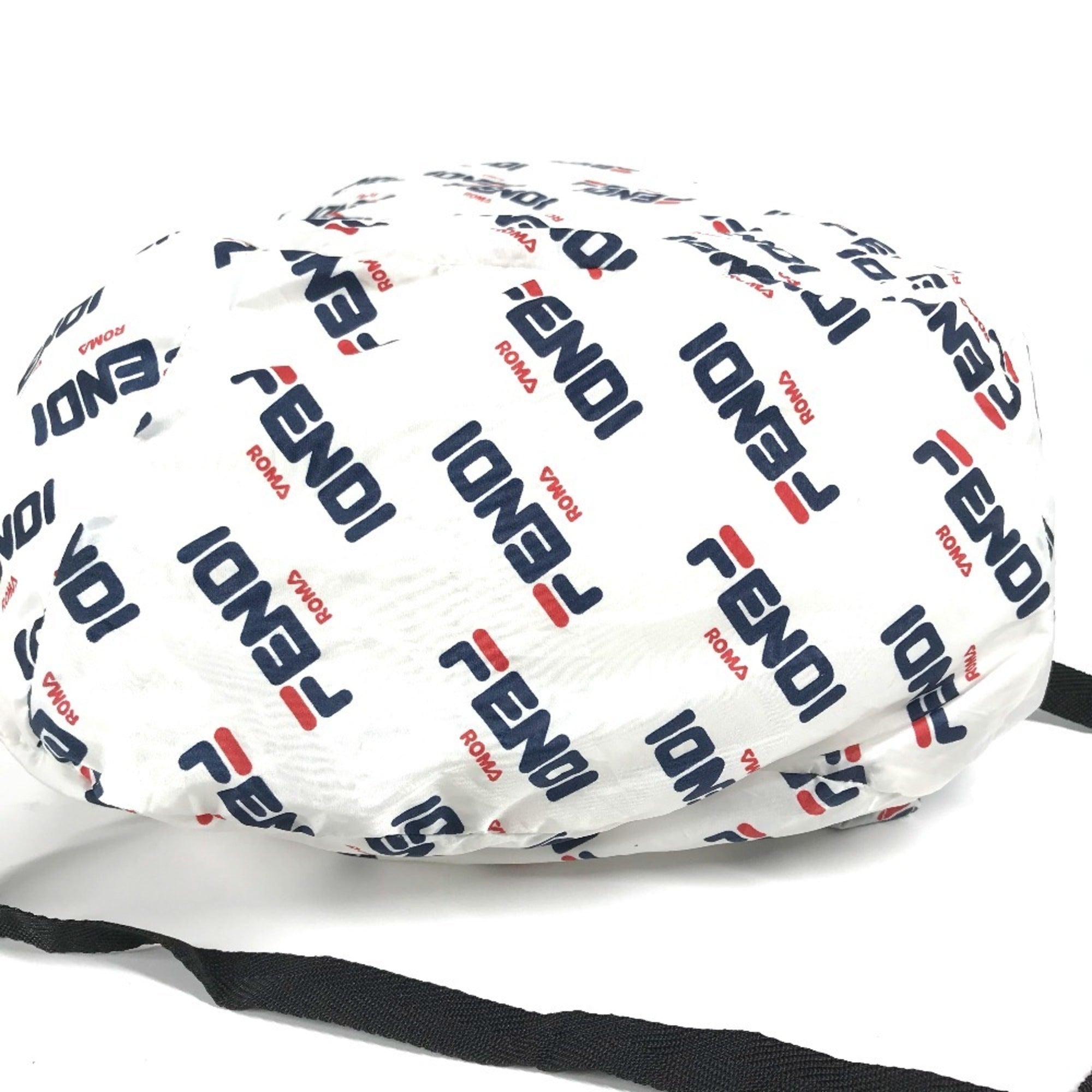 Fendi Navy Red Color White Nylon Backpack (Pre-Owned)