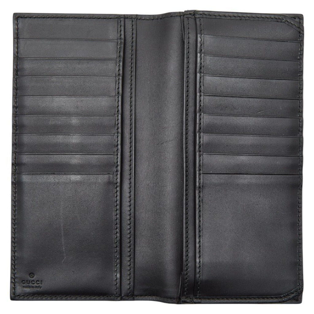 Gucci Black Blue Yellow Leather Long Wallet (Bi-Fold) (Pre-Owned)