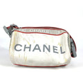 Chanel Red Color White Nylon Handbag Pouch Shoulder Bag (Pre-Owned)