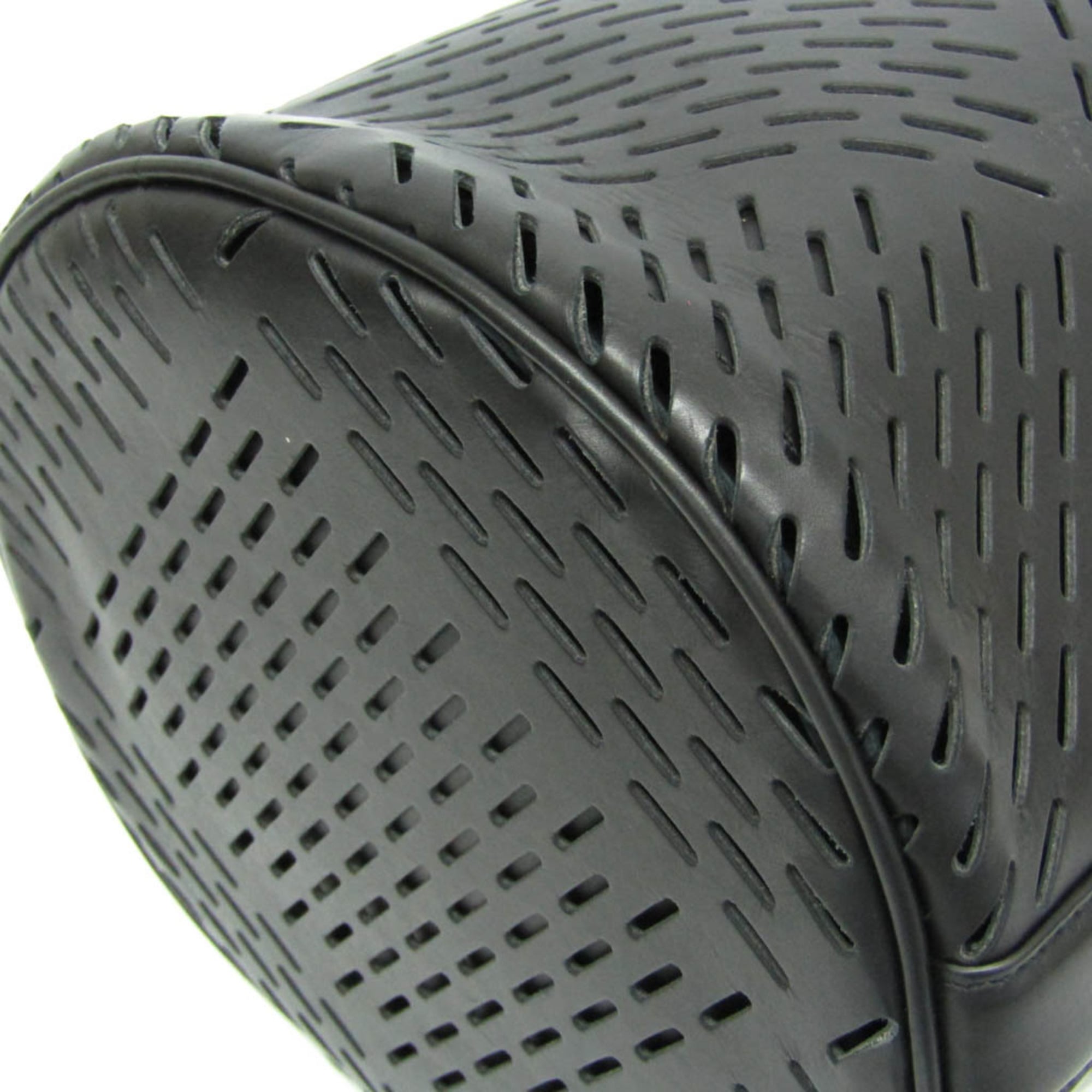 Bottega Veneta Paper Bucket Bag Perforated Leather Black Leather Shoulder Bag Bag (Pre-Owned)