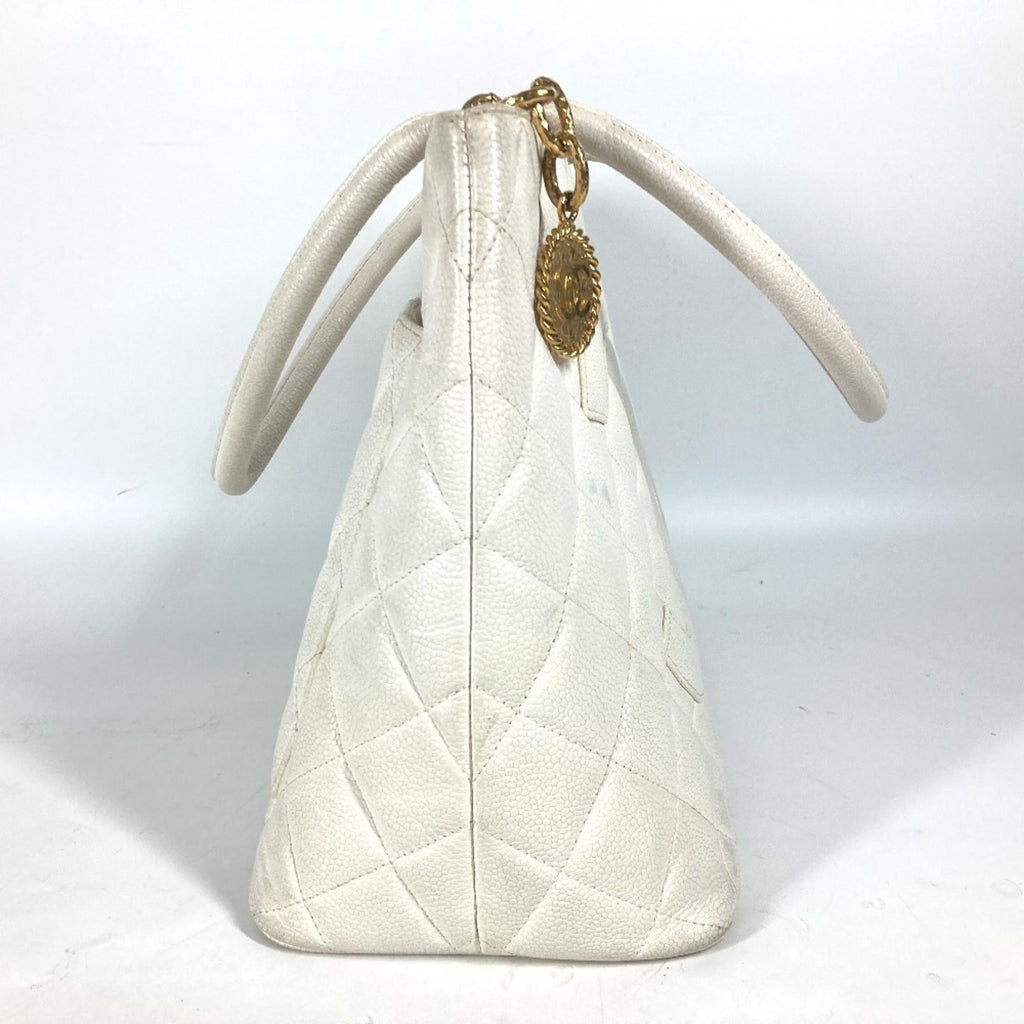 Chanel White Caviar Leather Shoulder Bag Tote Bag (Pre-Owned)