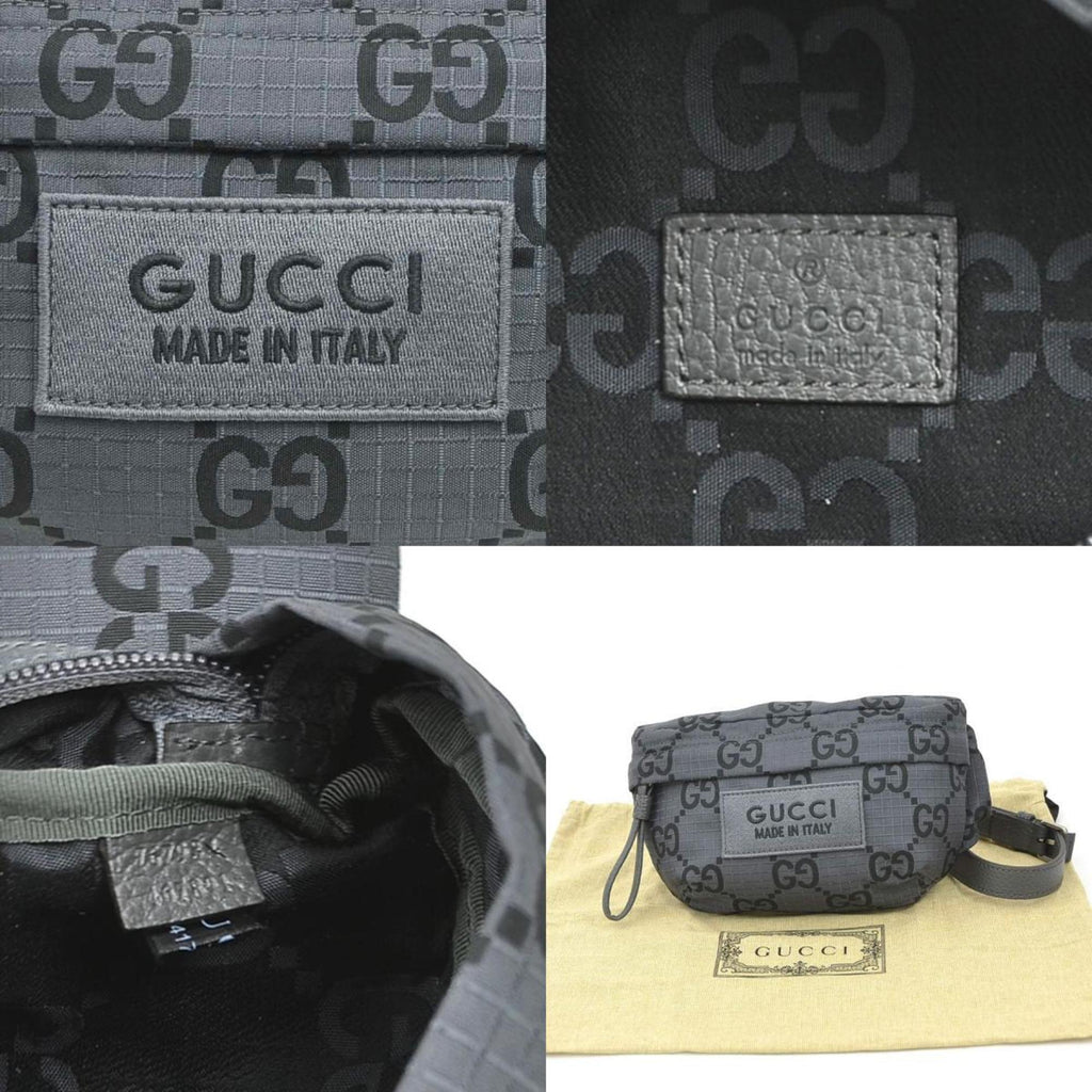 Gucci Black Gray Nylon Leather Fanny Pack Sling Bag (Pre-Owned)