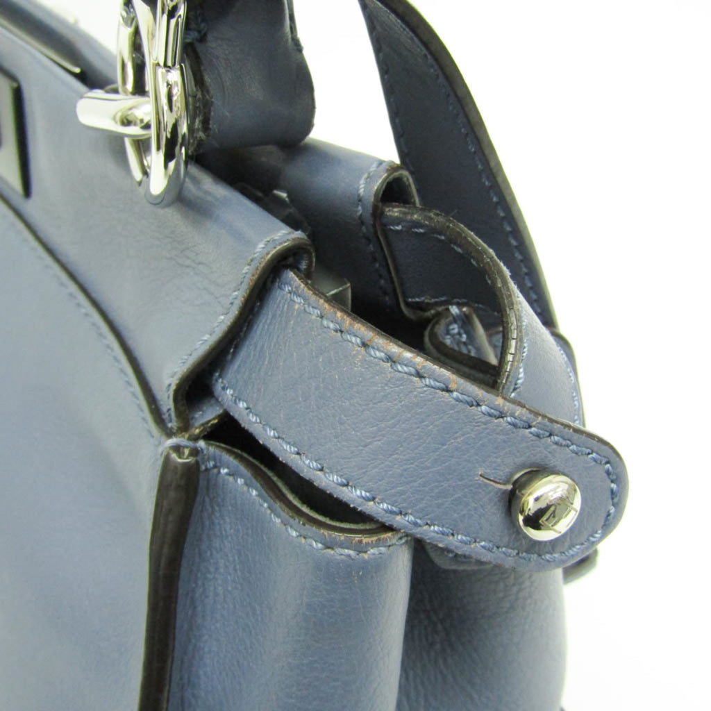 Fendi Peekaboo Blue Leather Handbag Shoulder Bag (Pre-Owned)