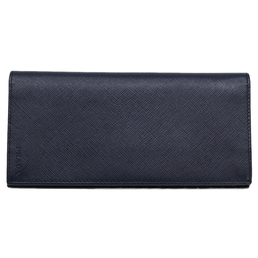 Prada Navy Leather Long Wallet (Bi-Fold) (Pre-Owned)