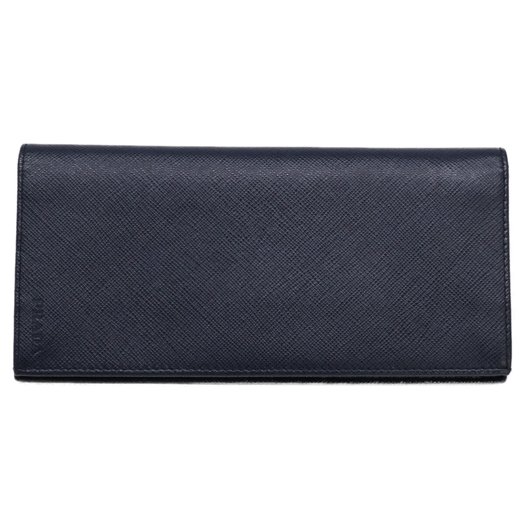 Prada Navy Leather Long Wallet (Bi-Fold) (Pre-Owned)