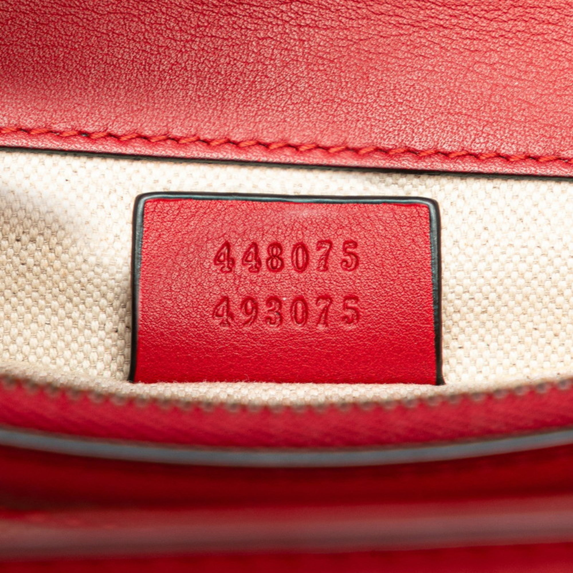 Gucci Red Color Leather Handbag Shoulder Bag (Pre-Owned)