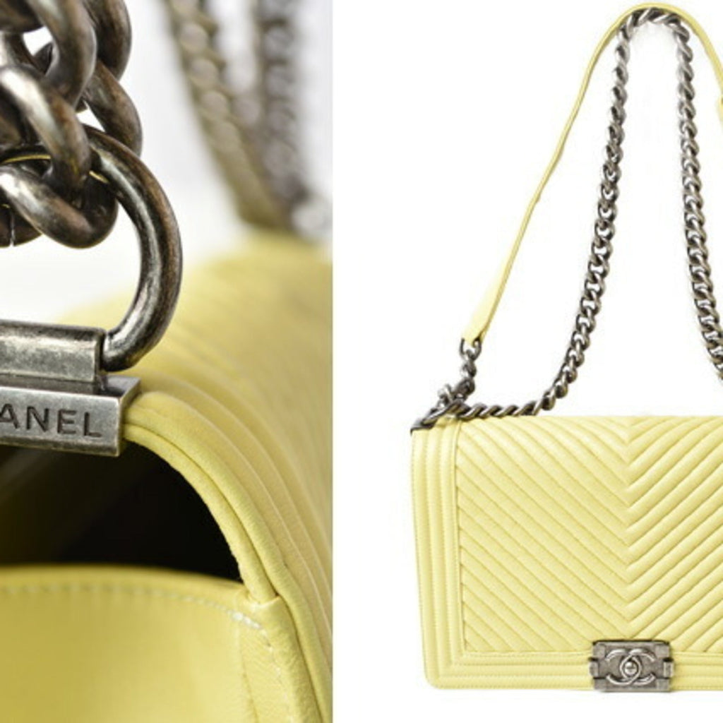 Chanel Yellow Leather Clutch Bag Shoulder Bag (Pre-Owned)