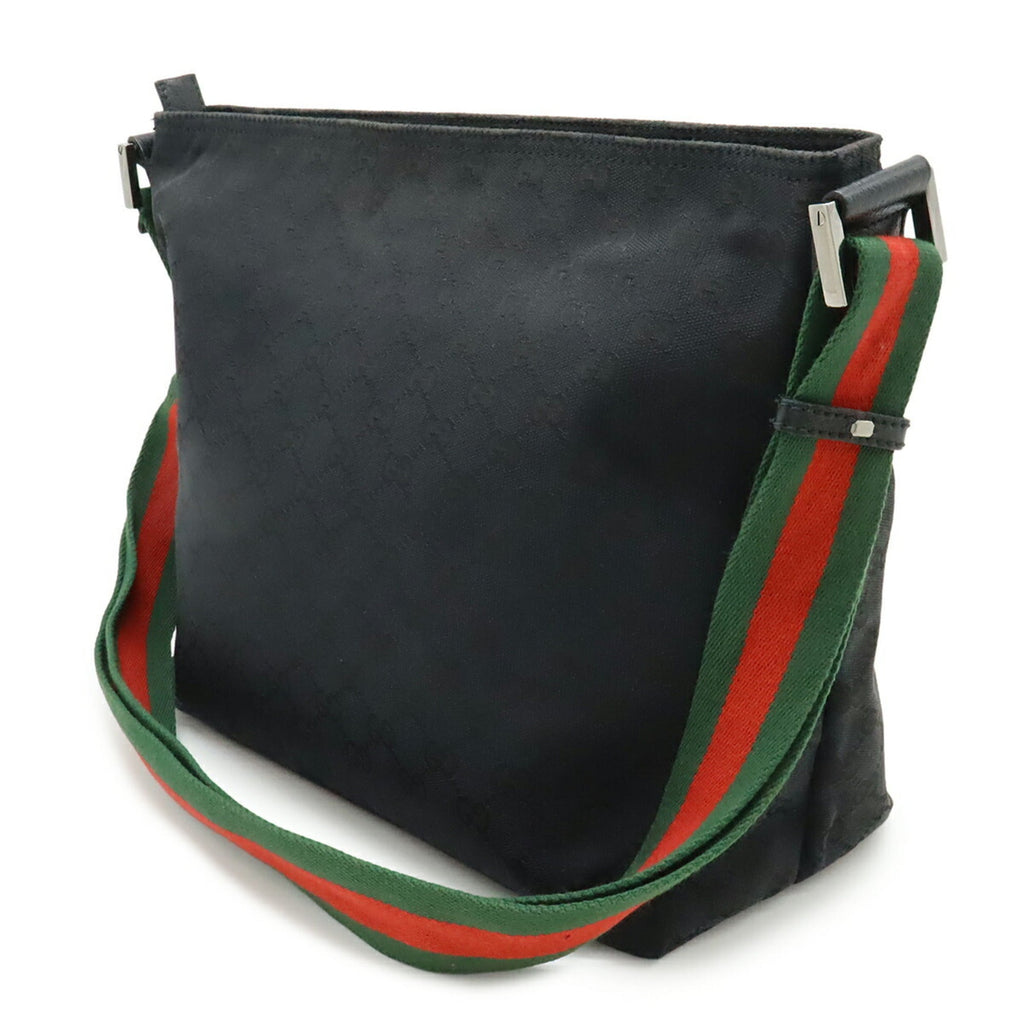 Gucci Black Green Red Color Gg Canvas Shoulder Bag (Pre-Owned)