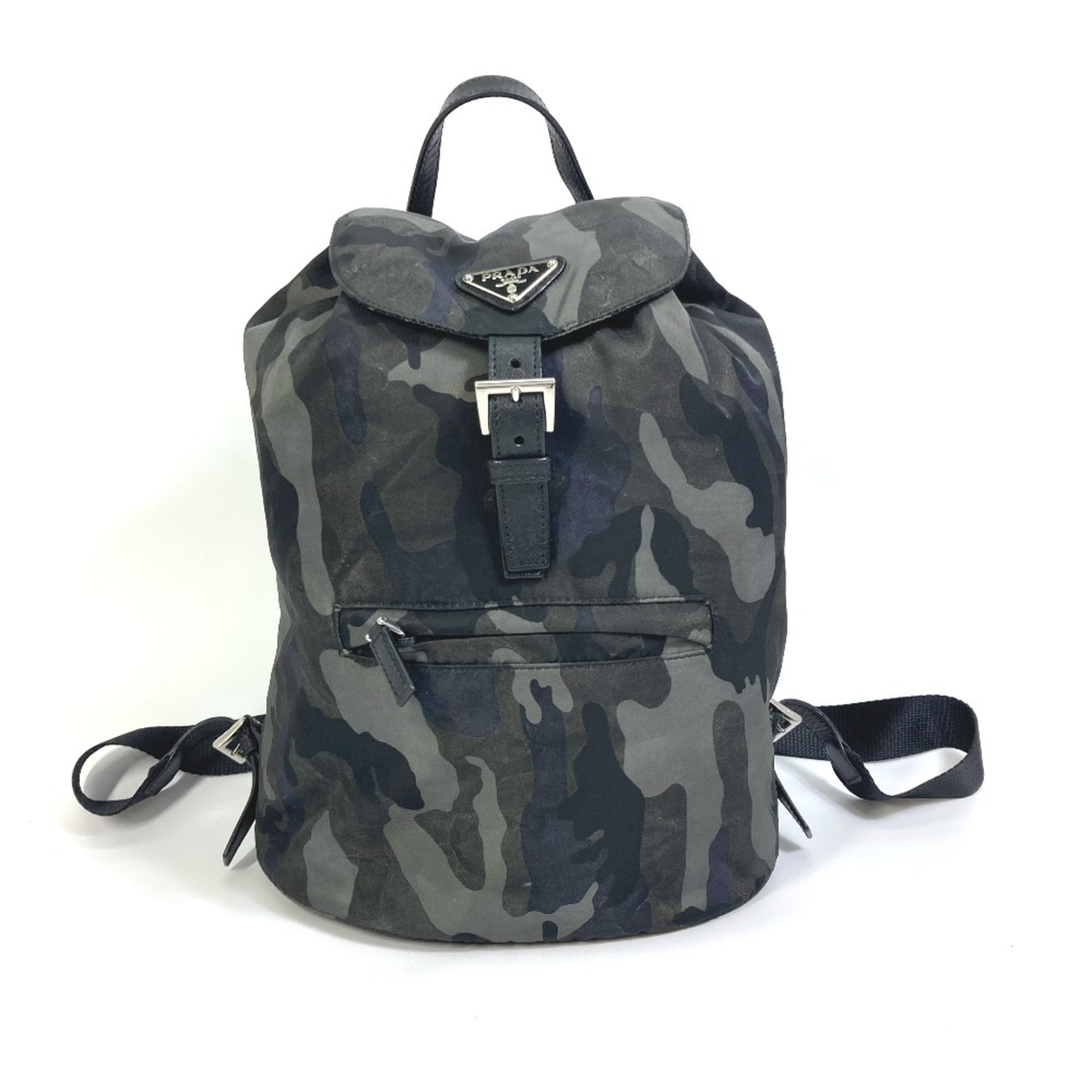 Prada Camouflage Green Nylon Leather Backpack (Pre-Owned)