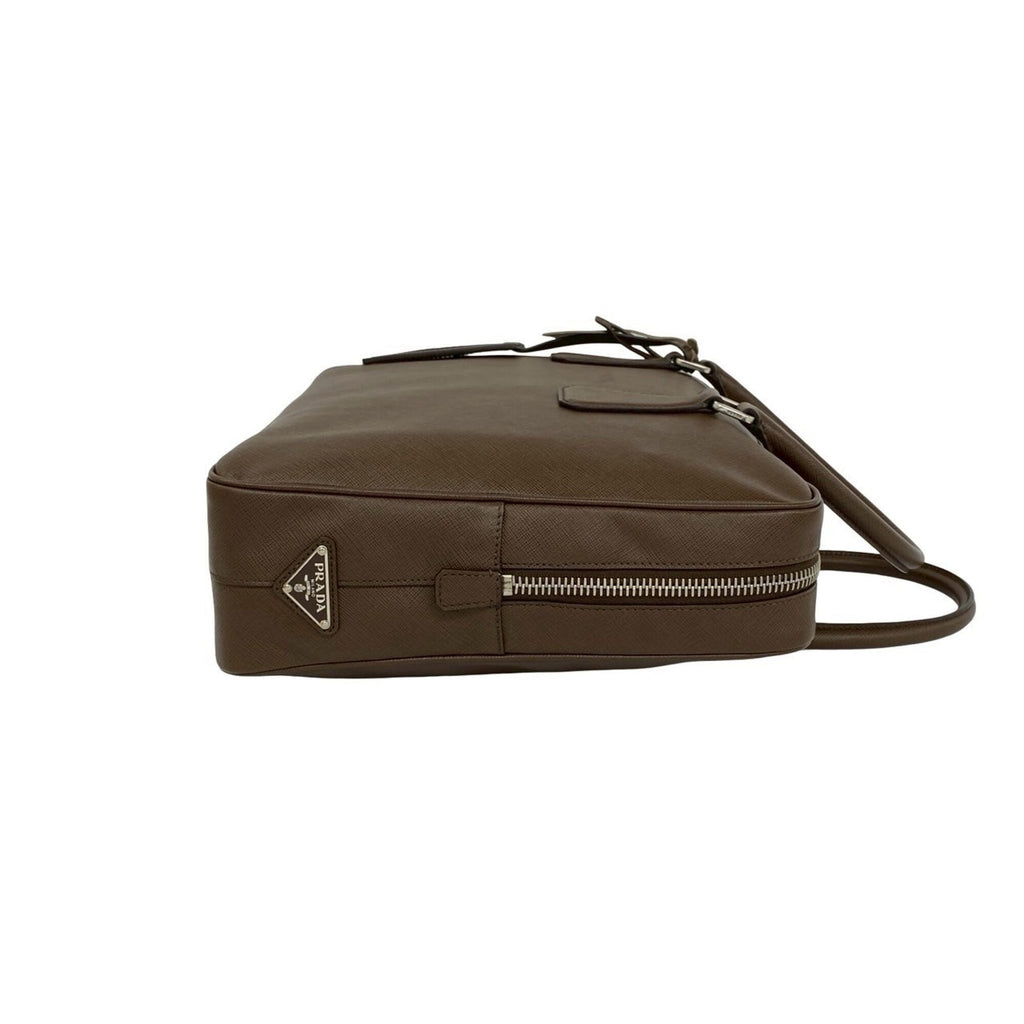 Prada Brown Leather Briefcase (Pre-Owned)