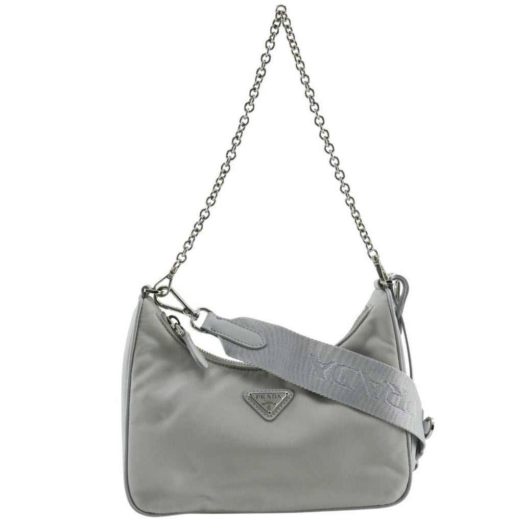 Prada Gray Nylon Shoulder Bag (Pre-Owned)