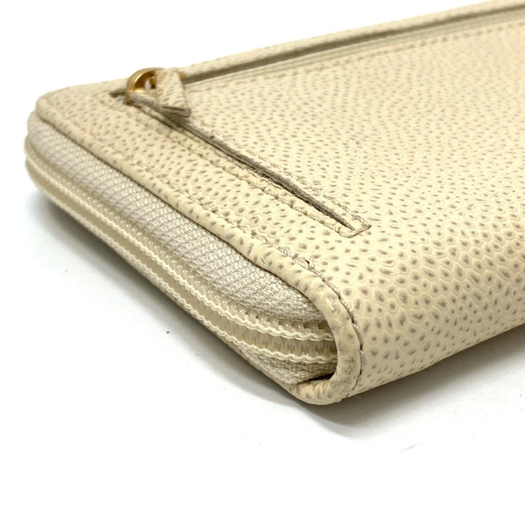 Chanel Beige Leather Long Wallet (Bi-Fold) (Pre-Owned)