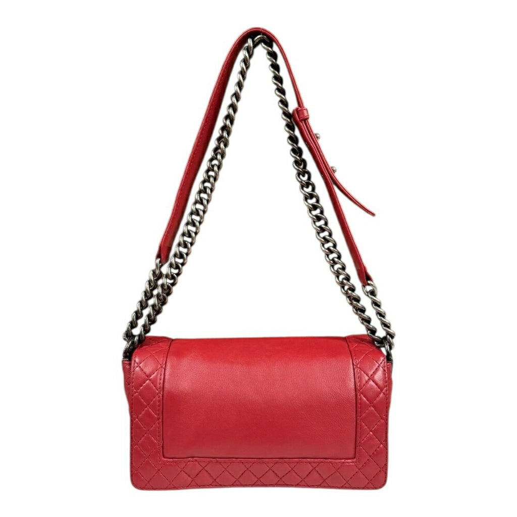 Chanel Boy Chanel Red Color Leather Shoulder Bag (Pre-Owned)