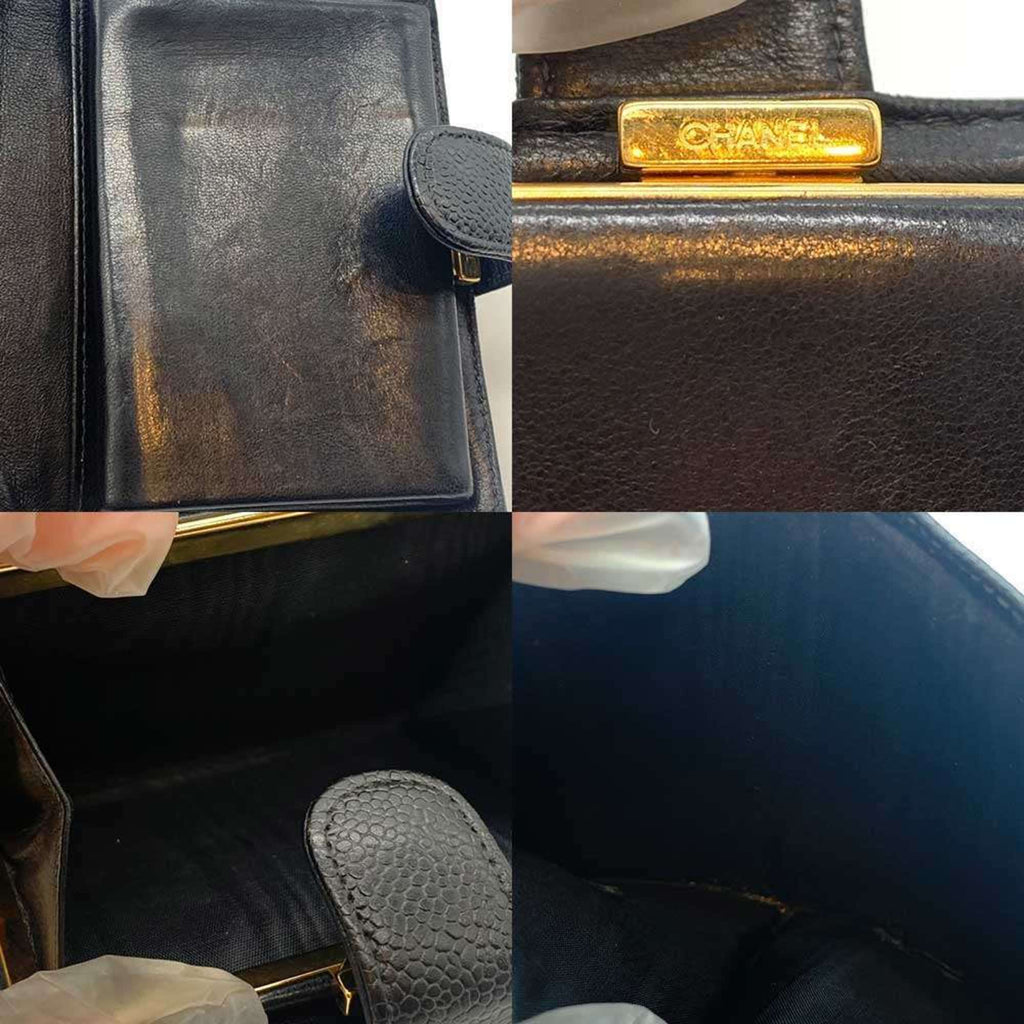 Chanel Black Grained Calfskin Wallet (Bi-Fold) (Pre-Owned)