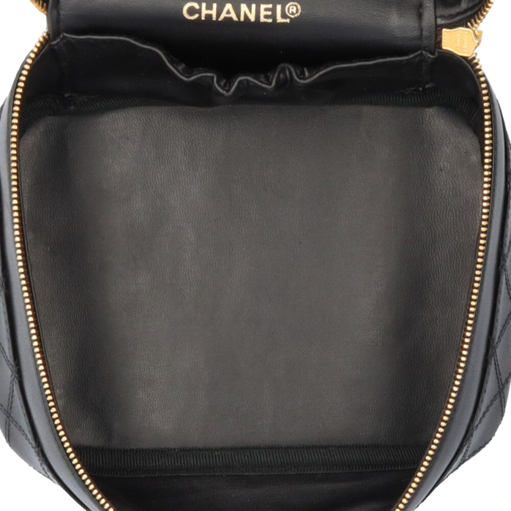 Chanel Black Leather Handbag Vanity Bag (Pre-Owned)