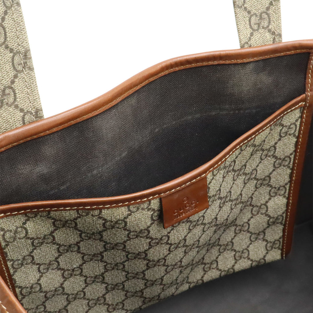 Gucci Beige Brown Gg Supreme Shoulder Bag Tote Bag (Pre-Owned)