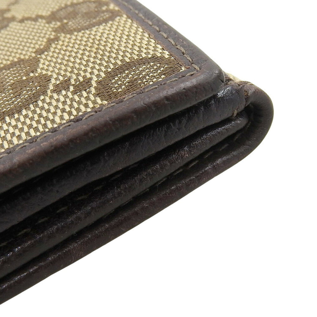 Gucci Beige Dark Brown Gg Canvas Long Wallet (Bi-Fold) (Pre-Owned)