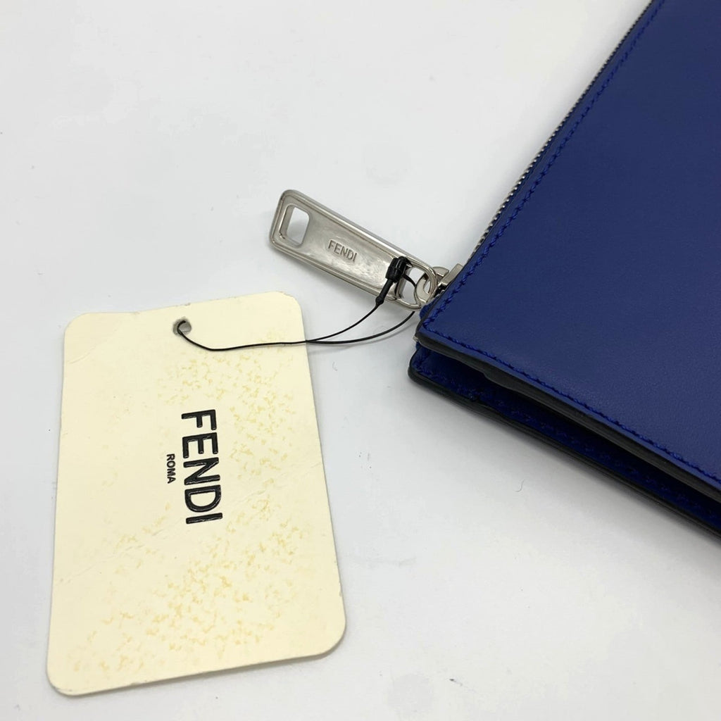 Fendi Blue Leather Clutch Bag Pouch (Pre-Owned)