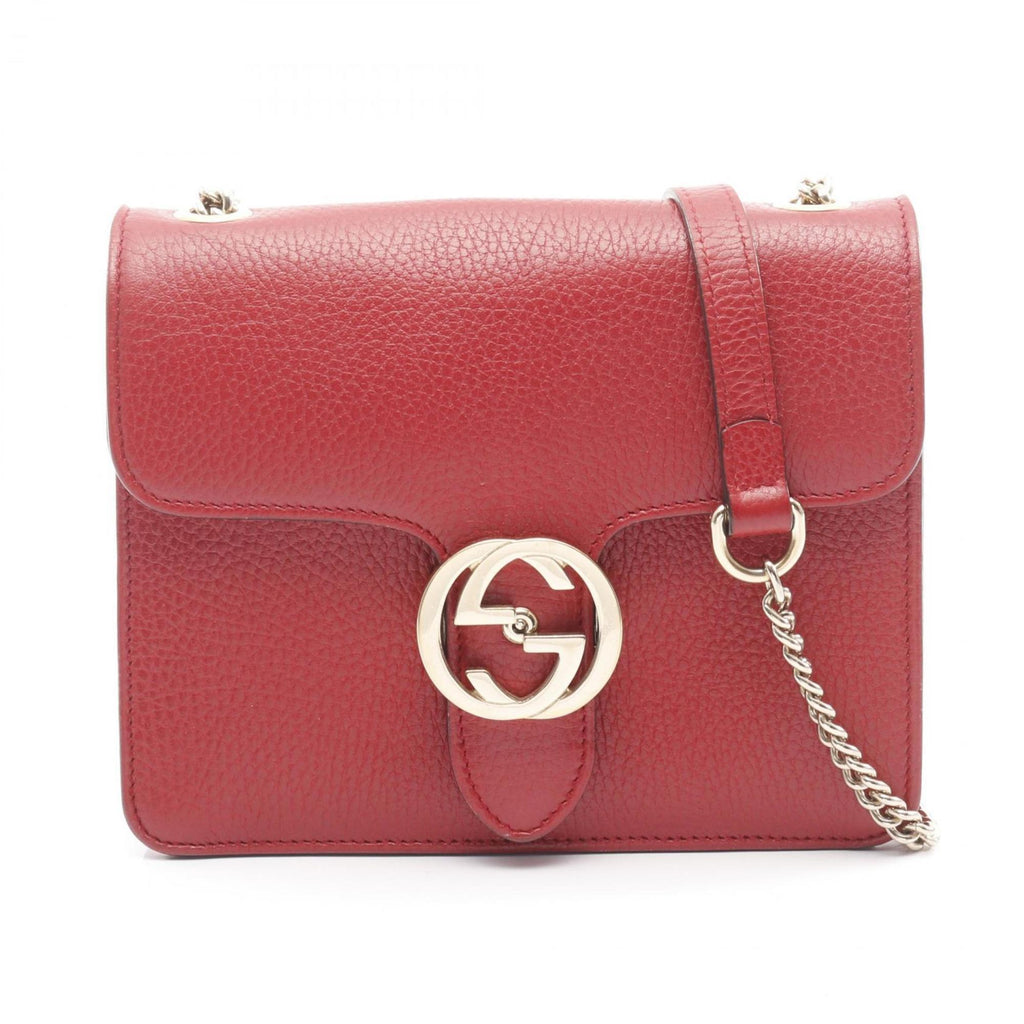 Gucci Red Color Leather Shoulder Bag (Pre-Owned)