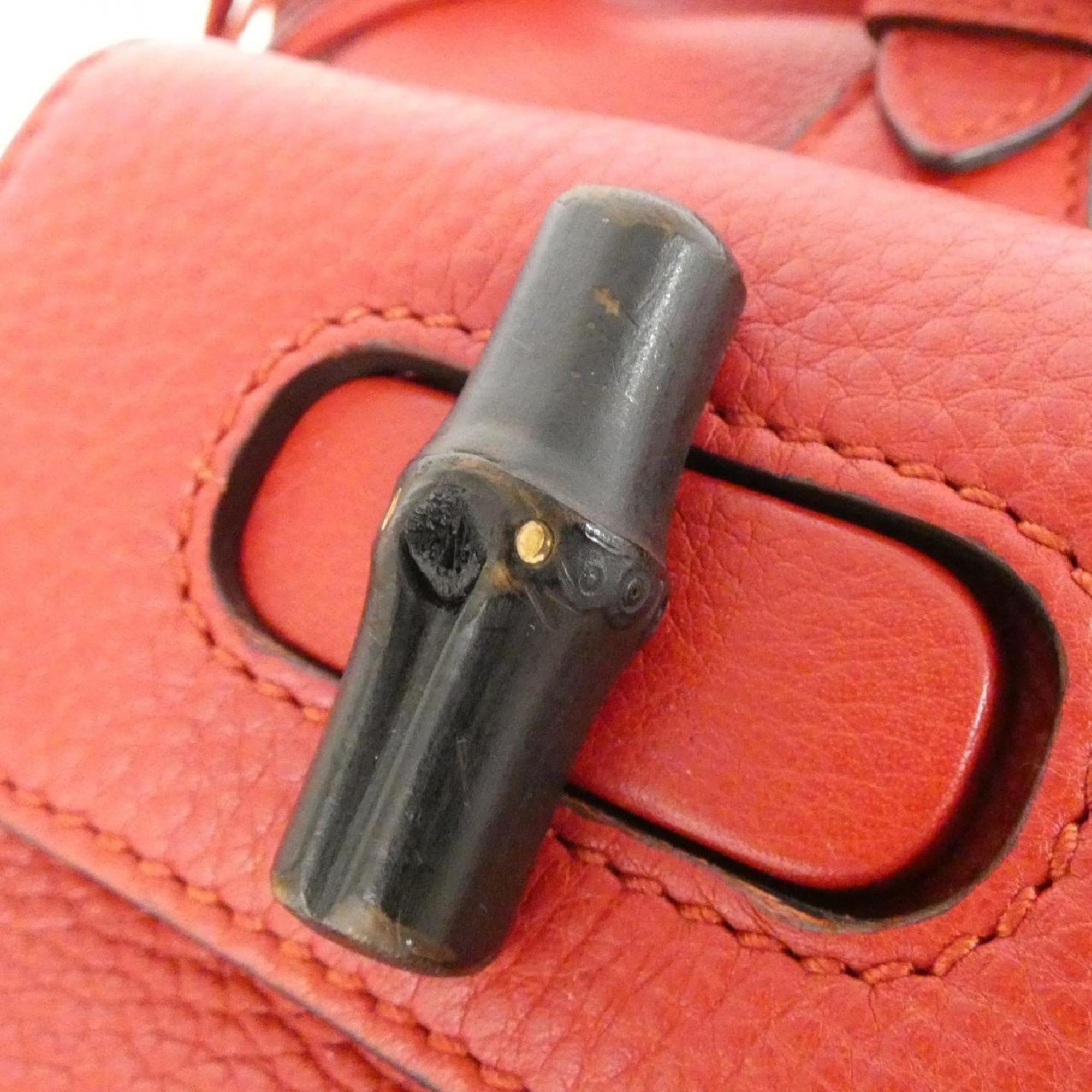 Gucci Red Color Leather Backpack (Pre-Owned)