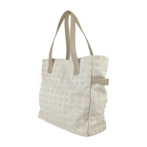 Chanel Beige Canvas Handbag Shoulder Bag Tote Bag (Pre-Owned)