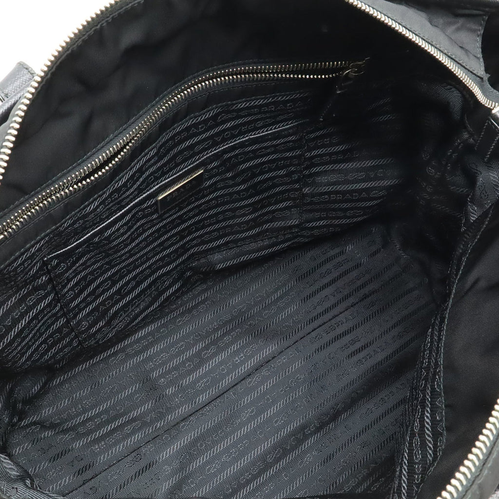 Prada Black Nero Nylon Leather Shoulder Bag Tote Bag (Pre-Owned)