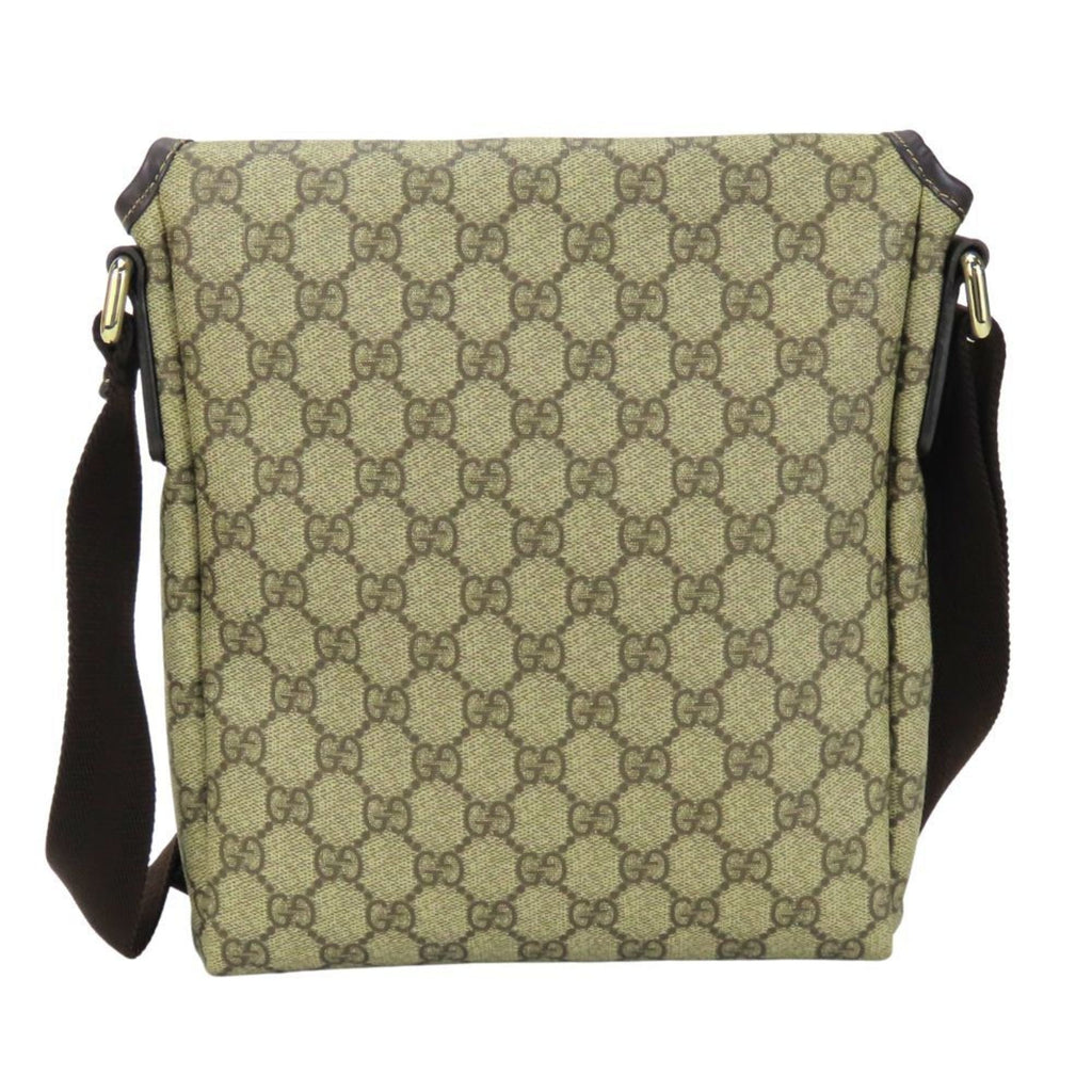 Gucci Beige Dark Brown Gg Supreme Leather Shoulder Bag (Pre-Owned)