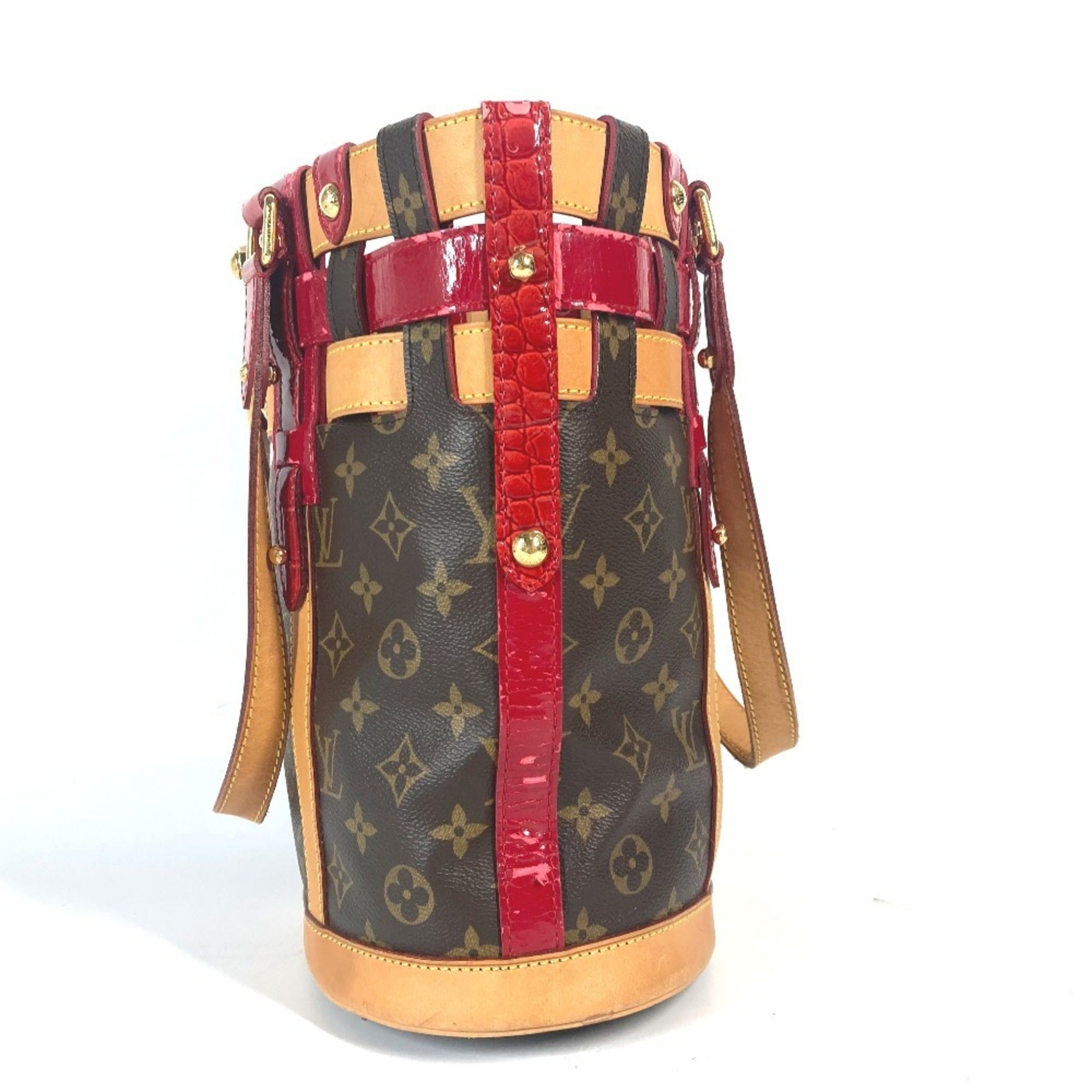 Louis Vuitton Brown Red Color Monogram Shoulder Bag Tote Bag (Pre-Owned)