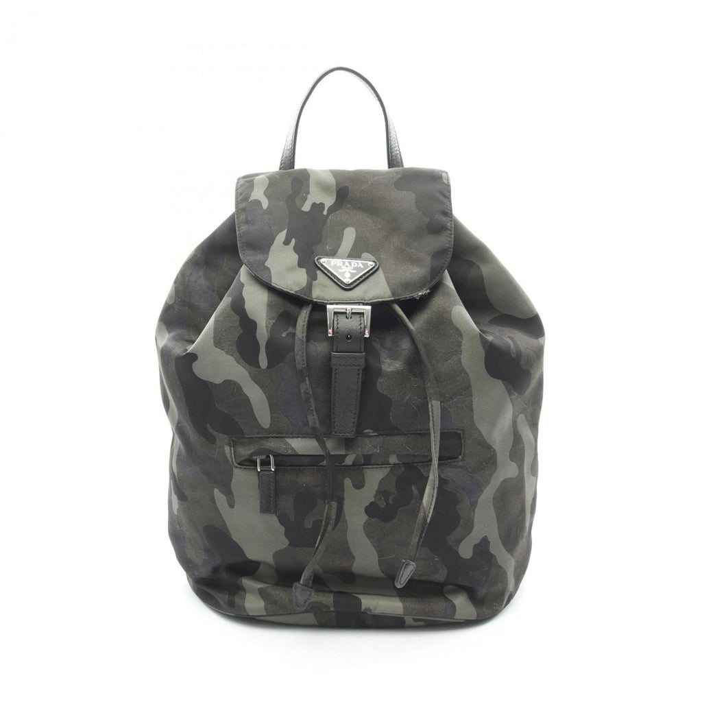 Prada Green Multi-Color Tessuto Saffiano Backpack (Pre-Owned)