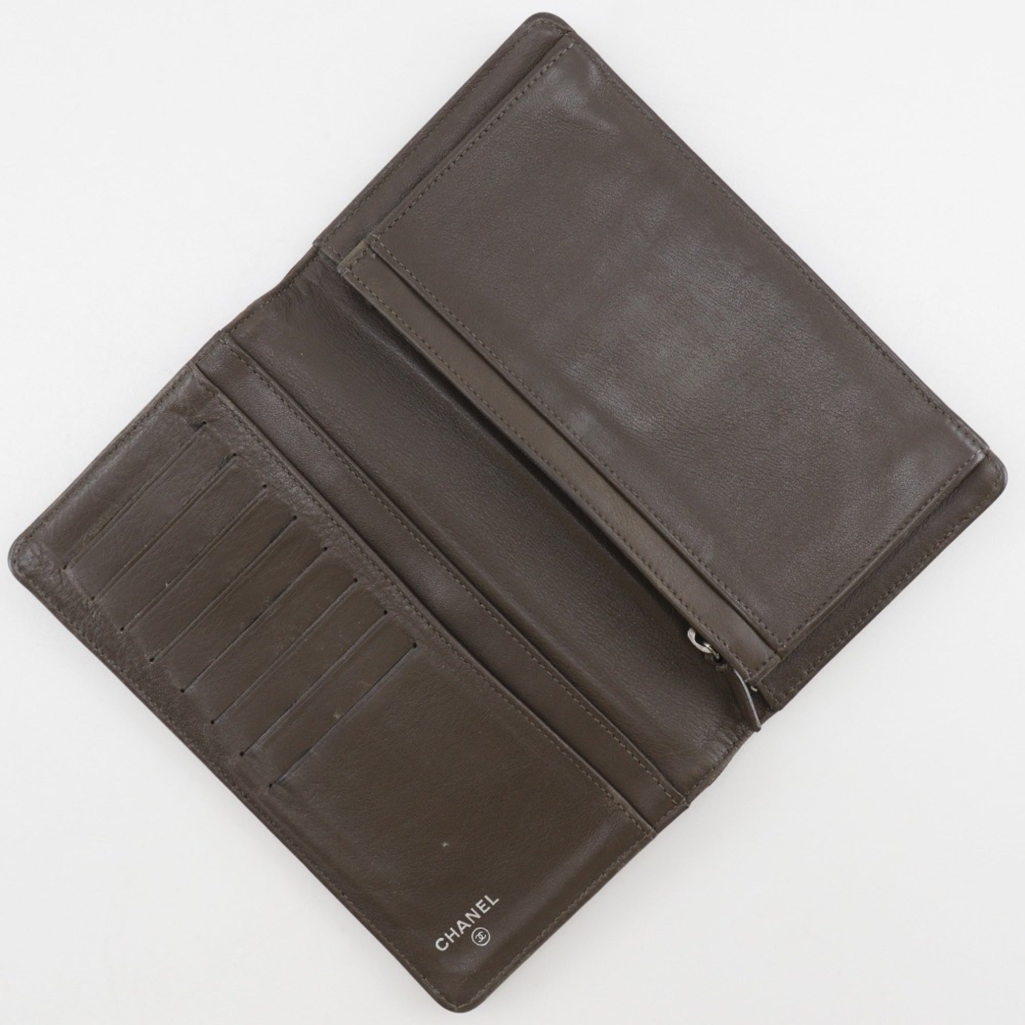 Chanel Bronze Leather Long Wallet (Bi-Fold) (Pre-Owned)