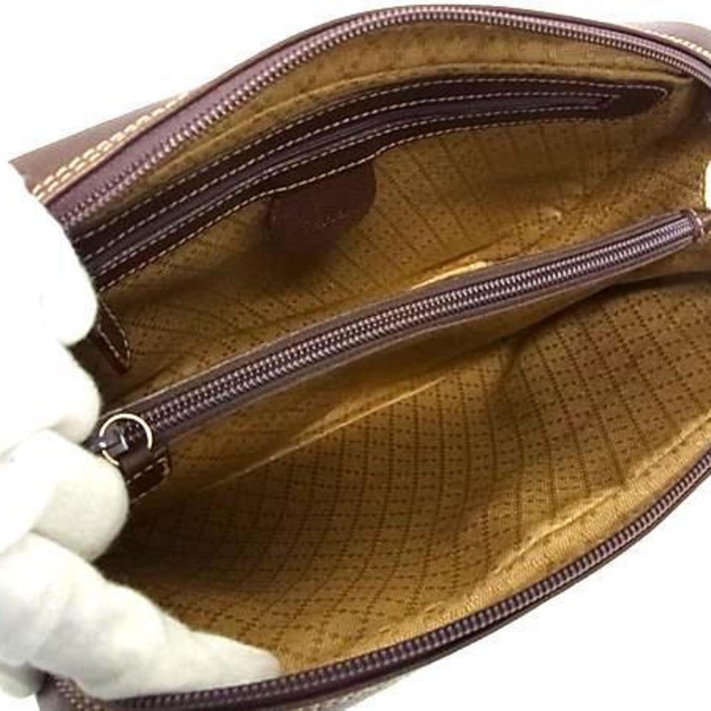Gucci Brown Leather Clutch Bag Handbag (Pre-Owned)