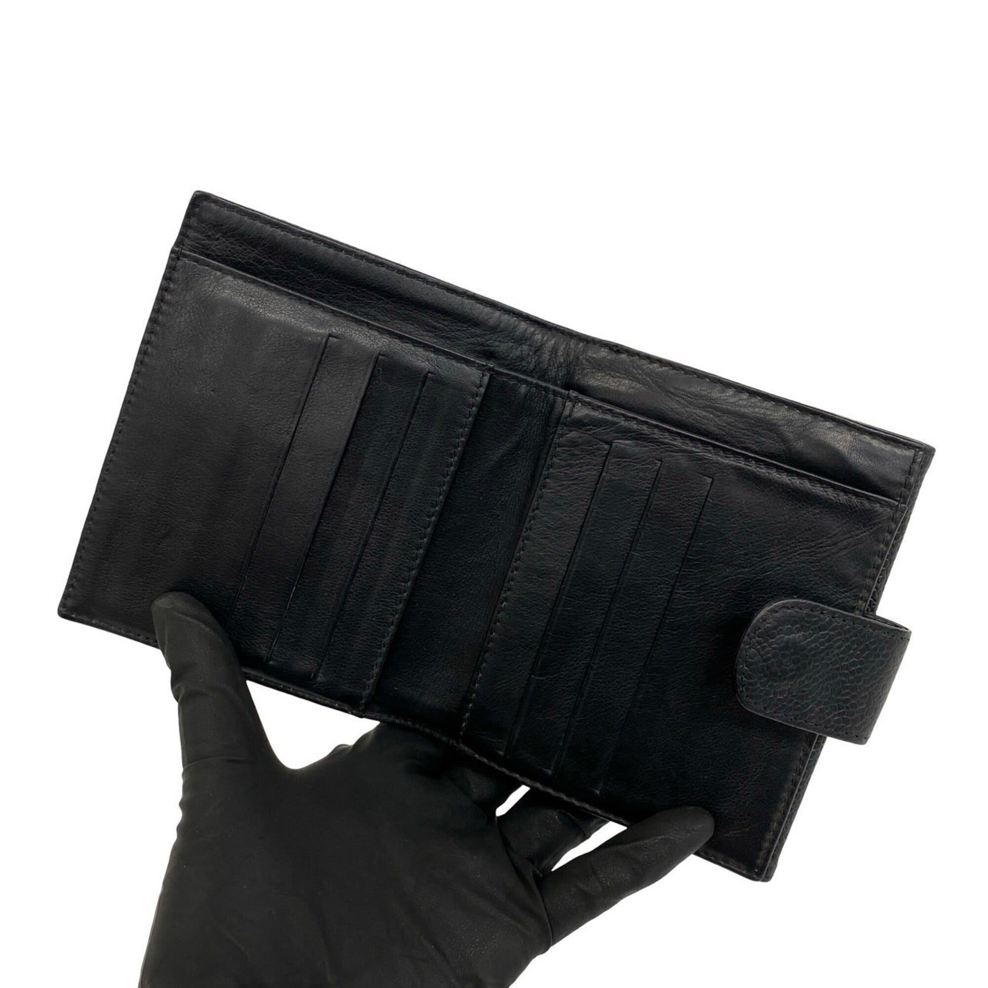 Chanel Black Grained Calfskin Wallet (Bi-Fold) (Pre-Owned)