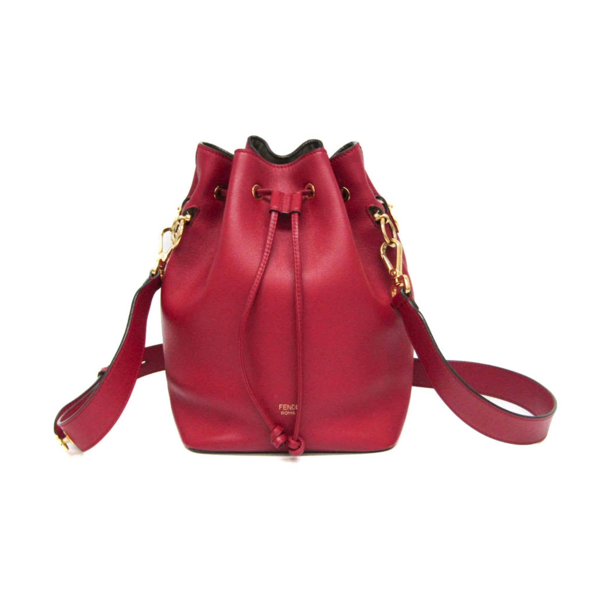 Fendi Red Color Leather Shoulder Bag (Pre-Owned)
