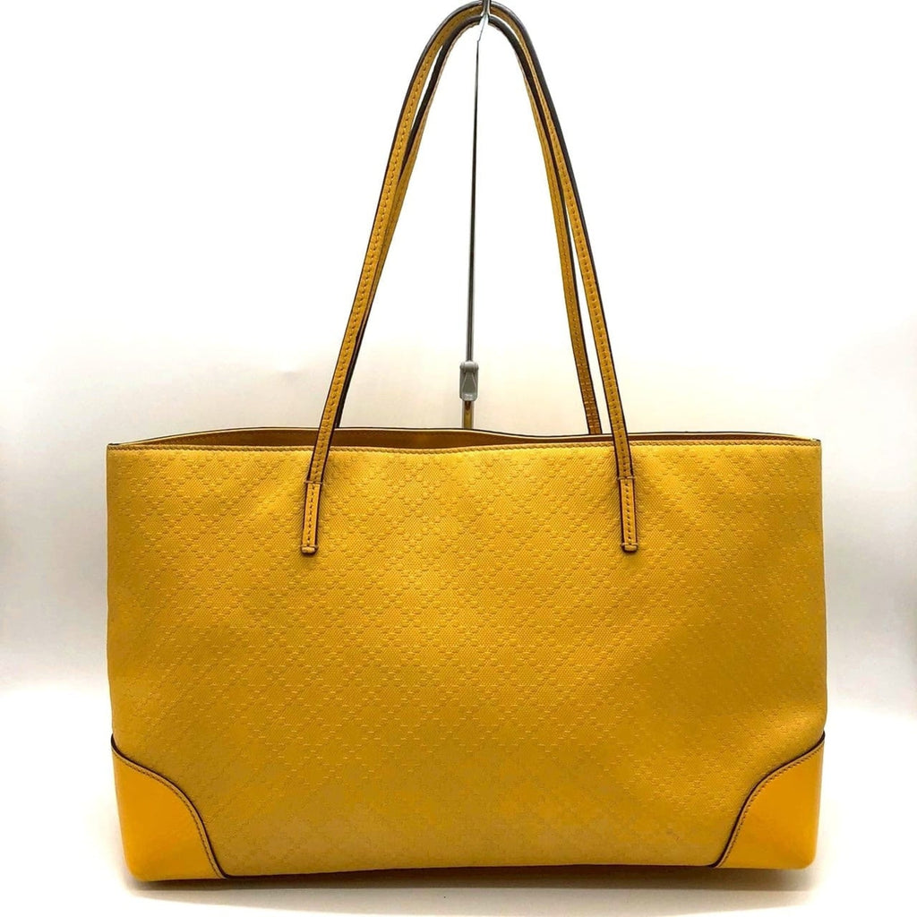Gucci Diamante Yellow Leather Shoulder Bag Tote Bag (Pre-Owned)