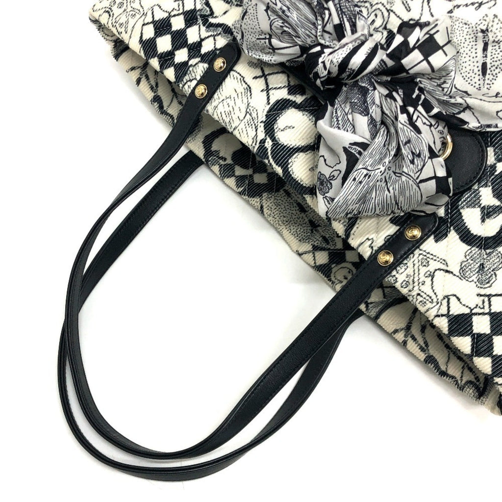 Chanel Black White Canvas Handbag Tote Bag (Pre-Owned)