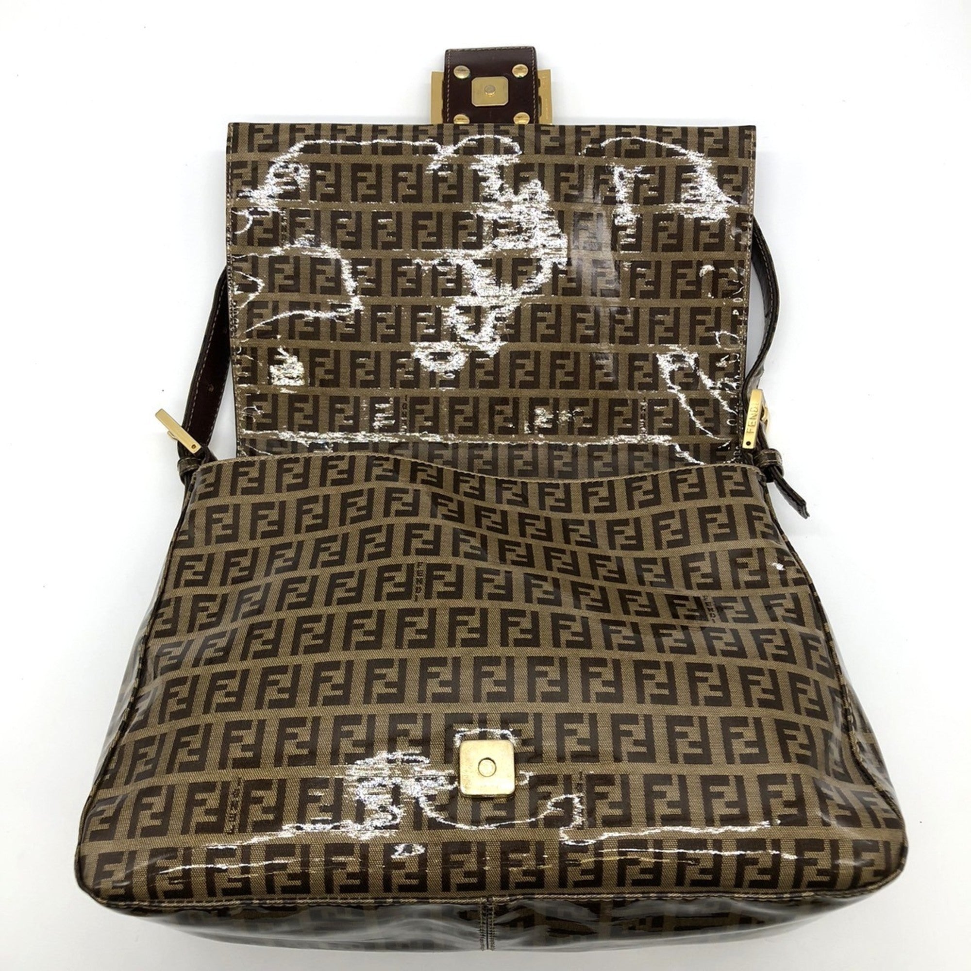 Fendi Zucchino Brown Nylon Shoulder Bag (Pre-Owned)
