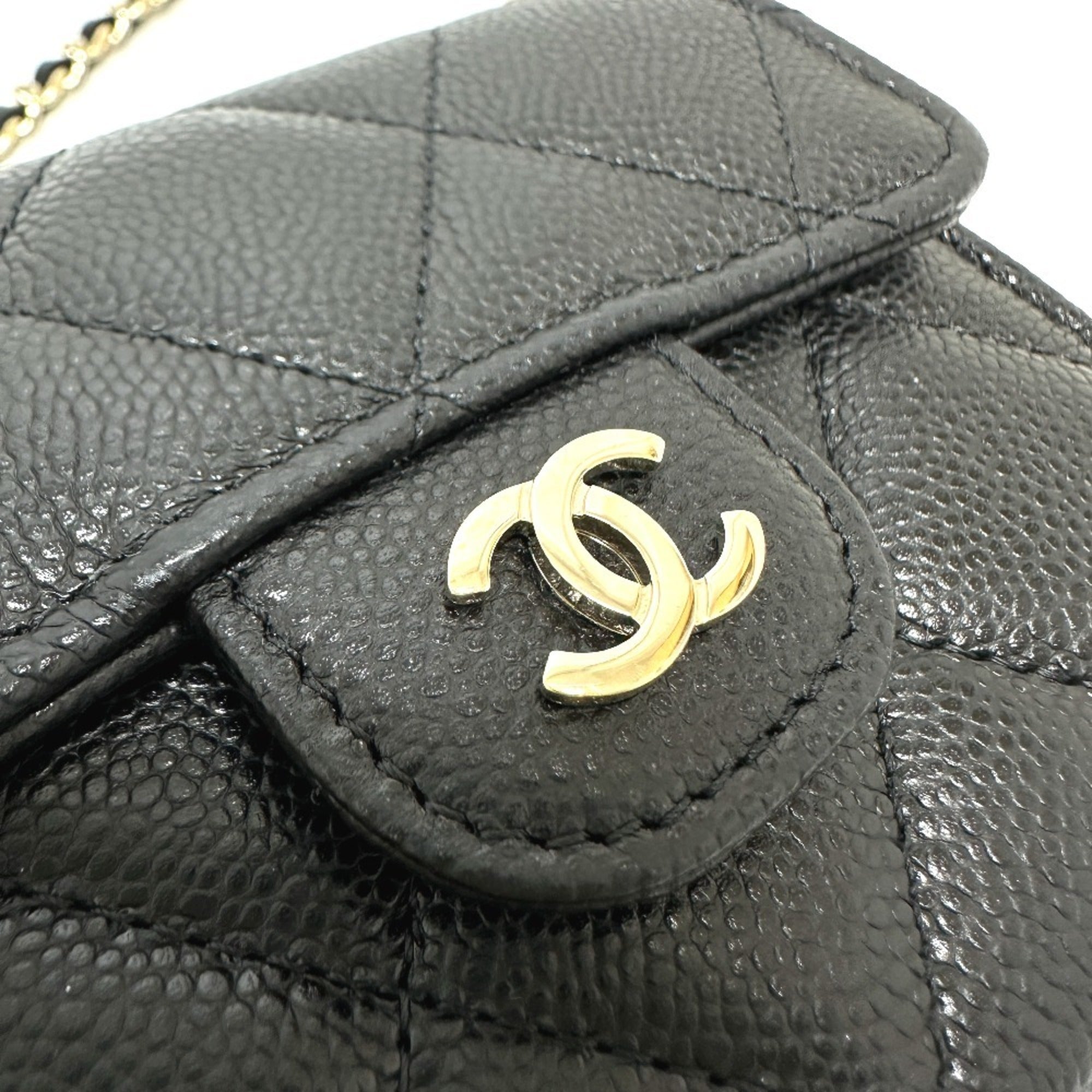 Chanel Black Grained Calfskin Coin Purse/Coin Case (Pre-Owned)