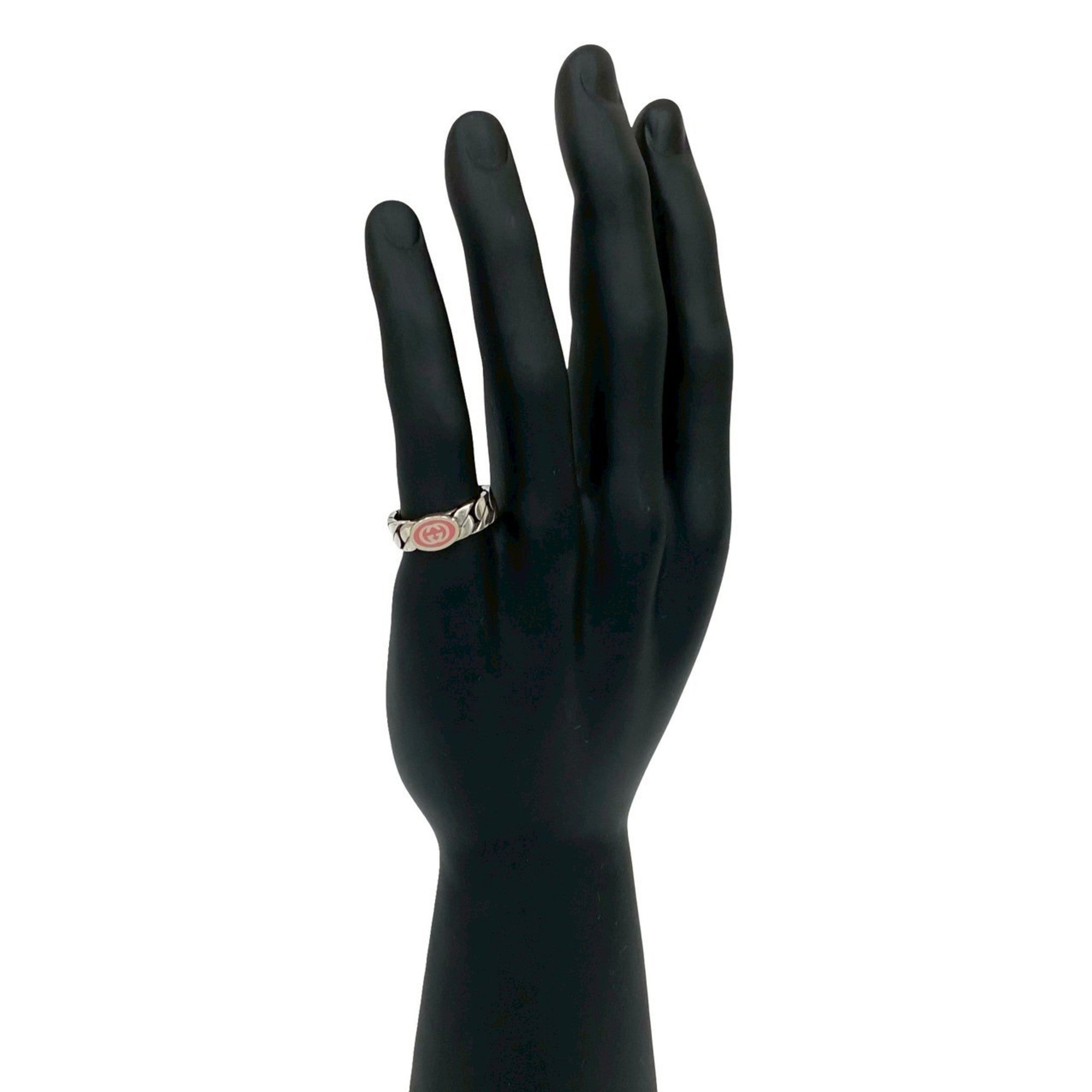 Gucci Silver Pink Silver 925 Band Ring (Pre-Owned)