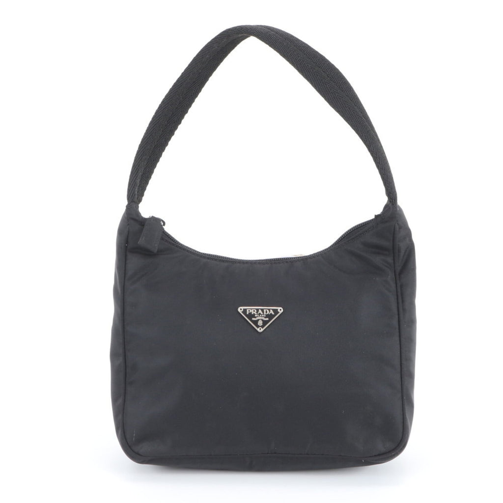 Prada Black Nylon Leather Handbag Tote Bag (Pre-Owned)
