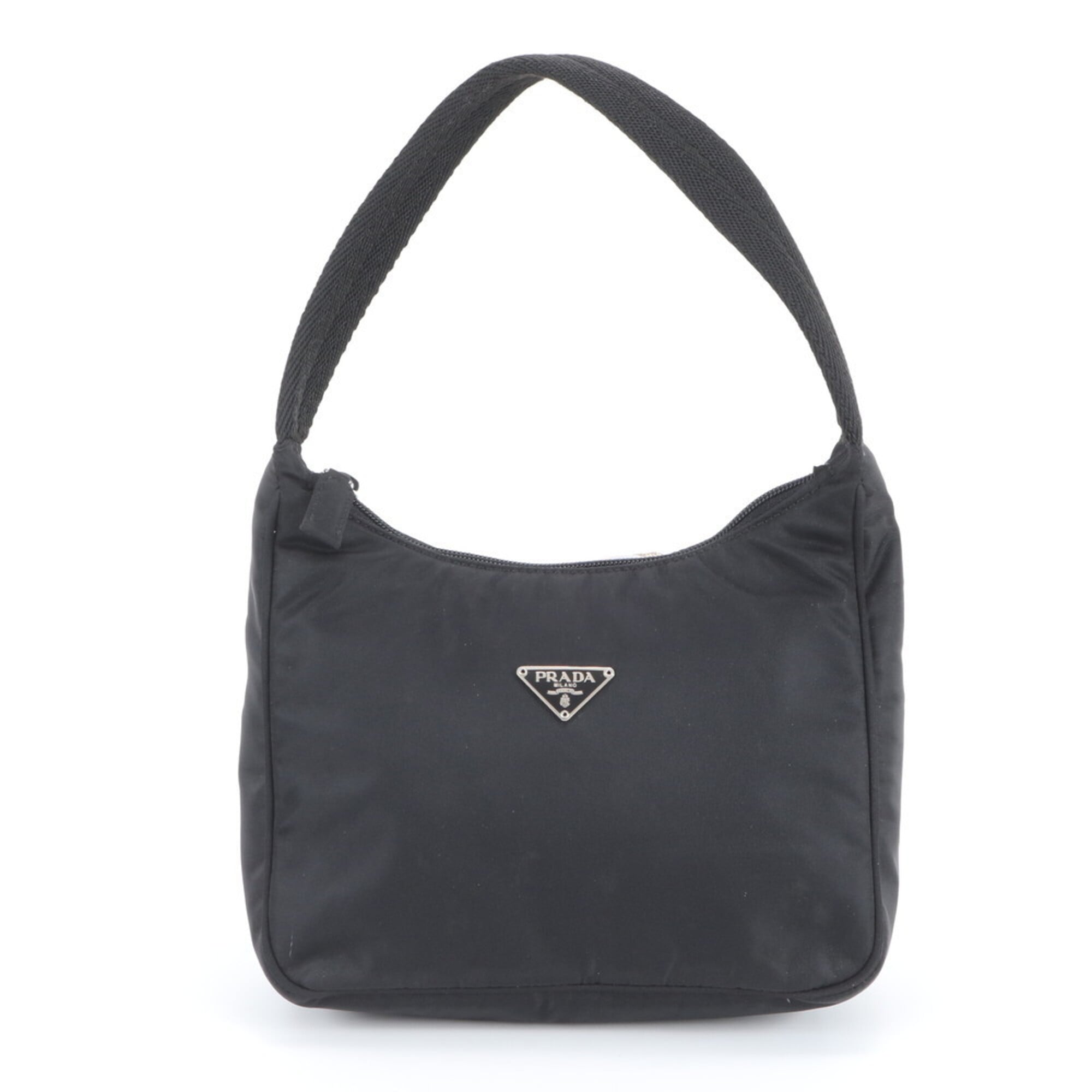 Prada Black Nylon Leather Handbag Tote Bag (Pre-Owned)