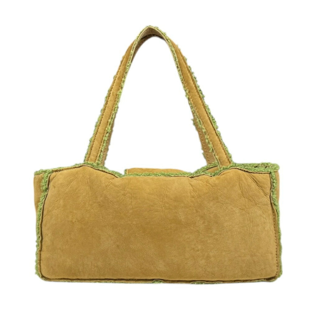 Chanel Mouton Brown Green Leather Handbag (Pre-Owned)