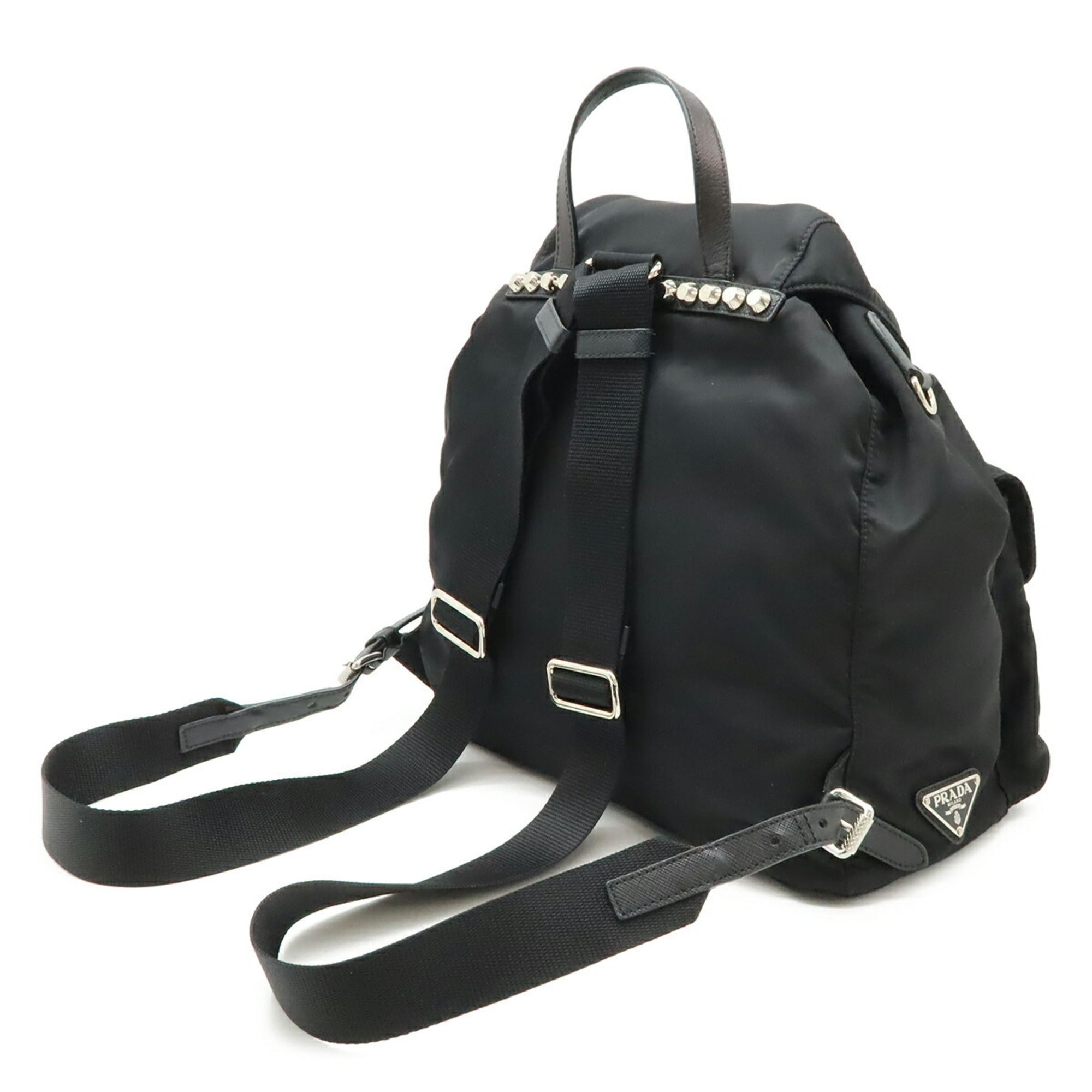 Prada Black Nero Nylon Leather Backpack (Pre-Owned)