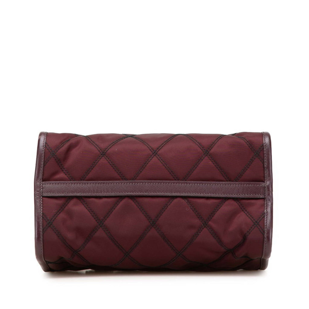 Prada Purple Nylon Leather Handbag Shoulder Bag (Pre-Owned)